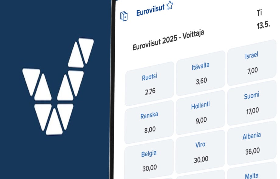 Kuvassa Veikkauksen Euroviisu-kertoimia.