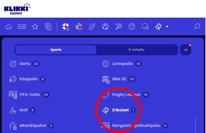 Euroviisu-vedonlyönti löytyy Klikki Kasinolla Erikoiset-kategoriasta