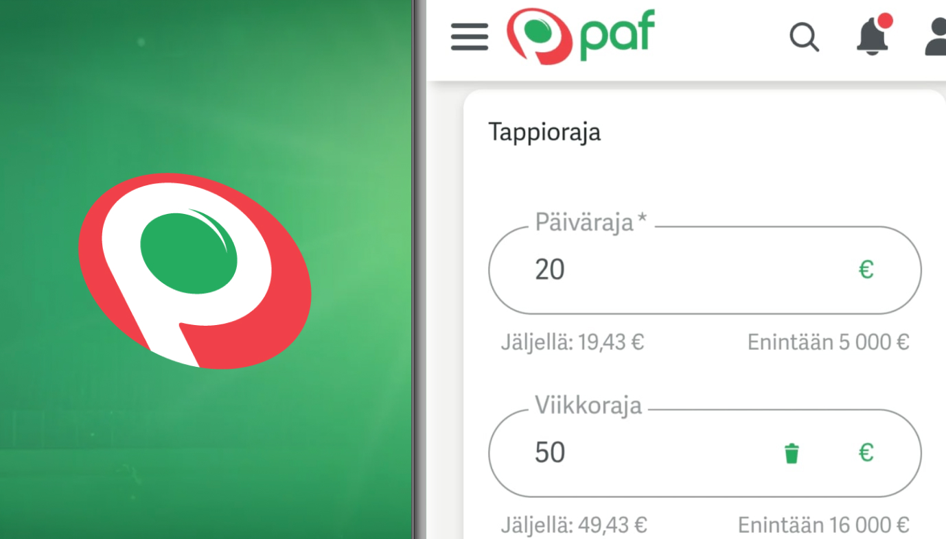Paf-kasinon rajatiedot ja logo