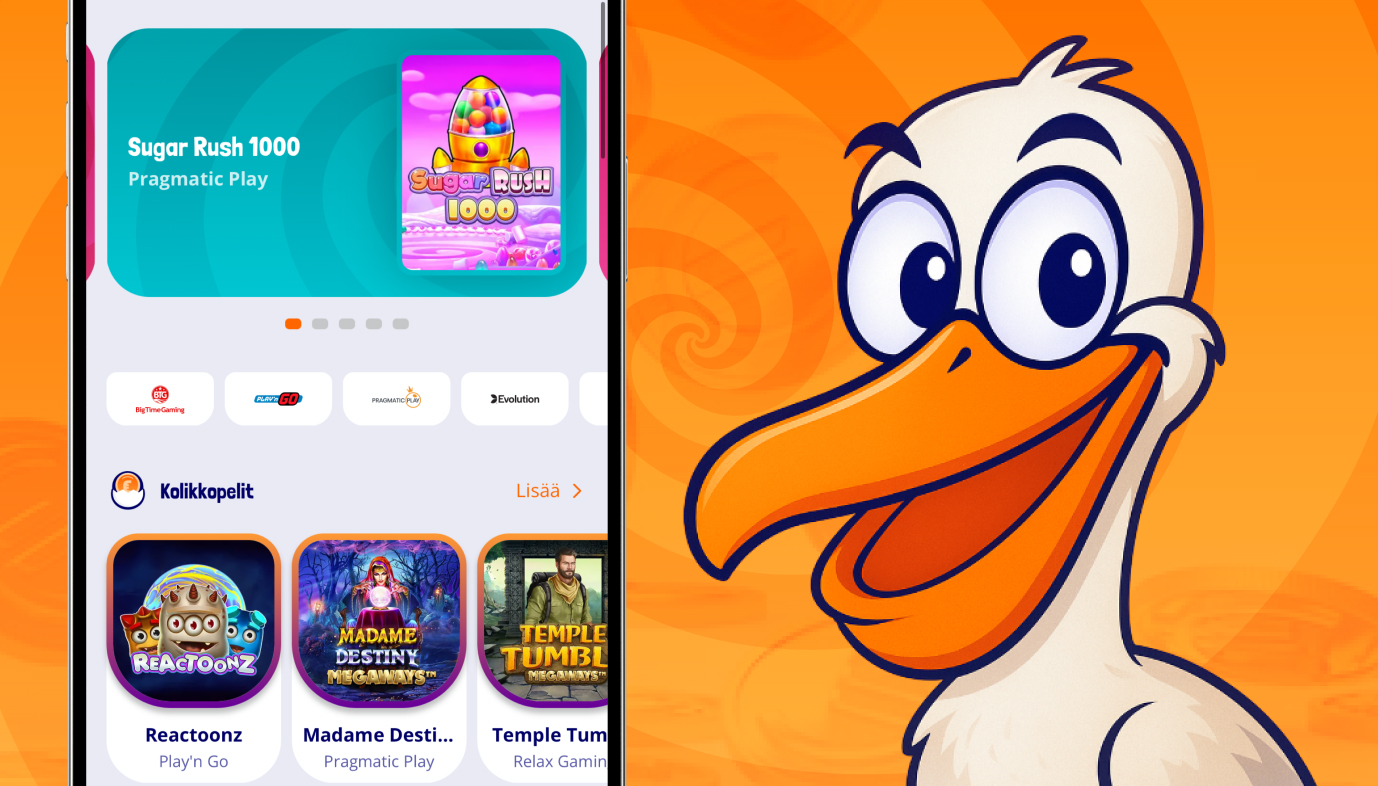 Pelikaani Casinon logo ja teemahahmo