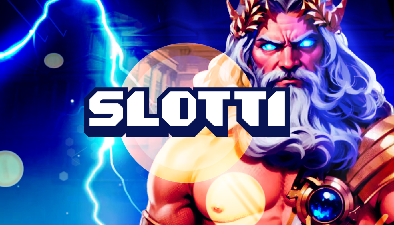 Slotti logo ja Gates of Olympus hedelmäpelin kuvitusta