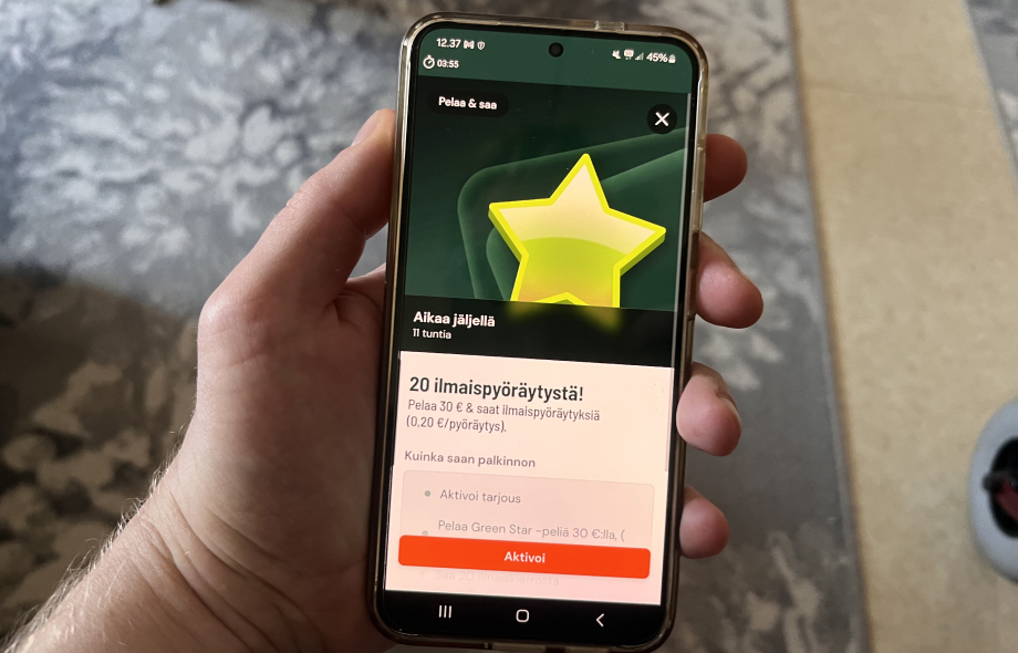 Kuvassa näkyy Paf tarjoamat kierrätysvapaat ilmaiskierrokset minkä arvo on noin 4 €.