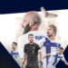 Kuvassa Veikkaus logo ja Huuhkajien pelaajat kuten Teemu Pukki ja Joel Pohjanpalo, ja Lukas Hradecky.