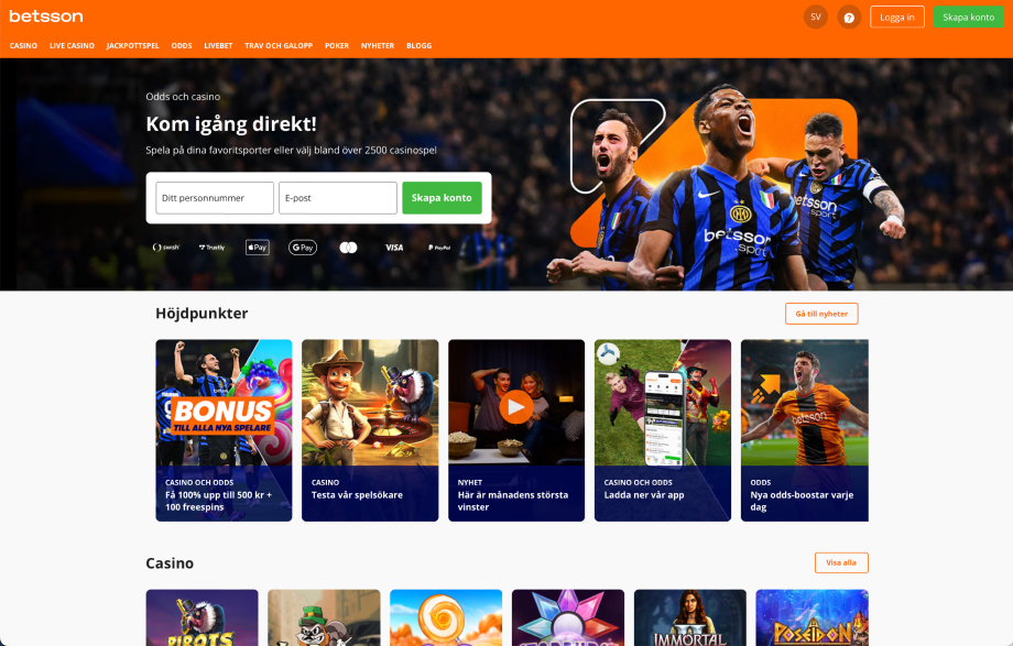 Betsson Ruotsi kasino ja vedonlyönti