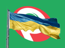 Ukrainan lippu edessä, ja Paf logo taustalla.
