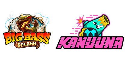 Kanuuna Casino logo, vieressä Big Bass Splash -pelin logo