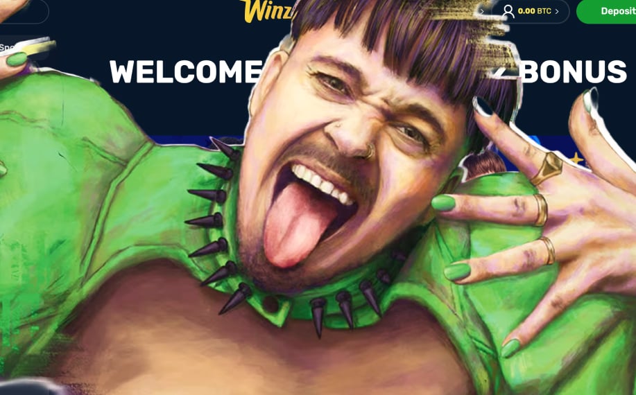 Käärijä Winz-nettikasinon edessä.