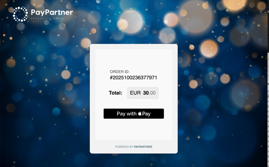 Arctic Casino Apple Pay PayPartner talletusikkuna. Summana 30 €.