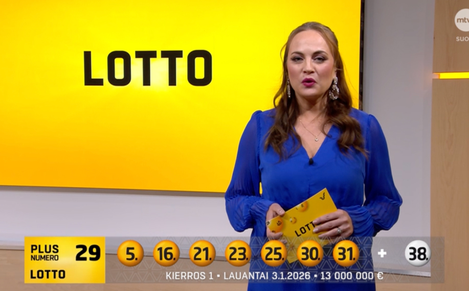 Lotto tulokset lauantai 3.1.2026. Lottonumerot 5, 16, 21, 23, 25, 30 ja 31, plusnumero 29.